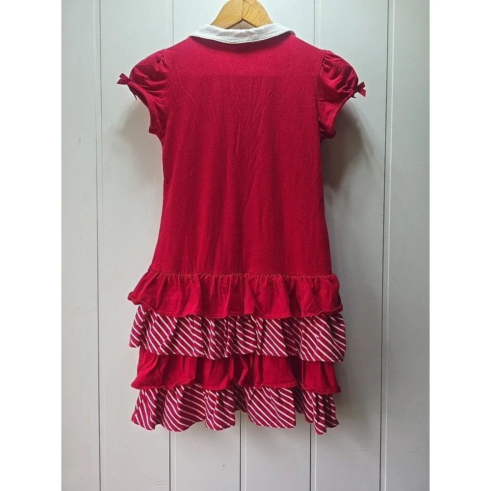Gymboree Polo Dress Girls 12 Red White Striped Tiered Ruffle Cherry Preppy Girly